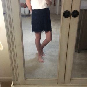 XXI Navy Eyelash Lace Mini Skirt